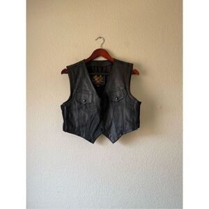 Vintage leather biker grunge cropped‎ vest size large